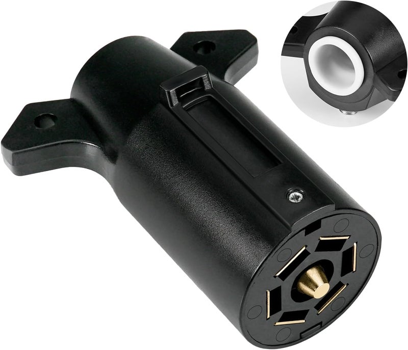 OPT7 7 Pin Trailer Plug for Splice-in Replacement Trailer Side Male End 7 Way Adapter, 3.6” Long x 3” Diameter - Image 1